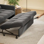 Canapé 3 en 1 convertible, causeuse futon avec lit gigogne et dossier réglable