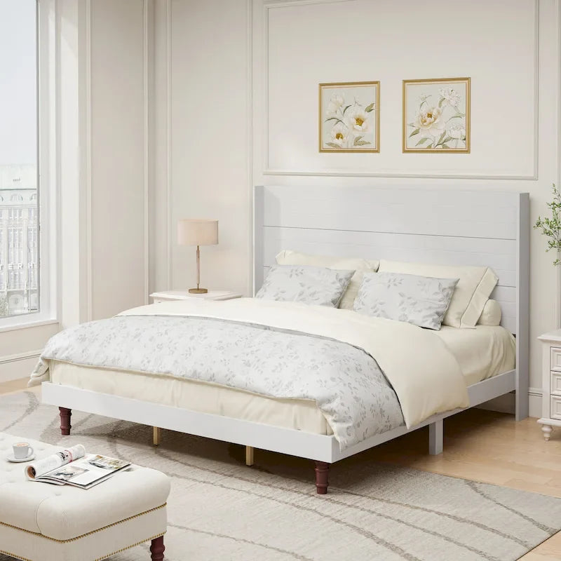 Lit plateforme King Size Lit élégant avec tête de lit haute Design confortable à dossier haut