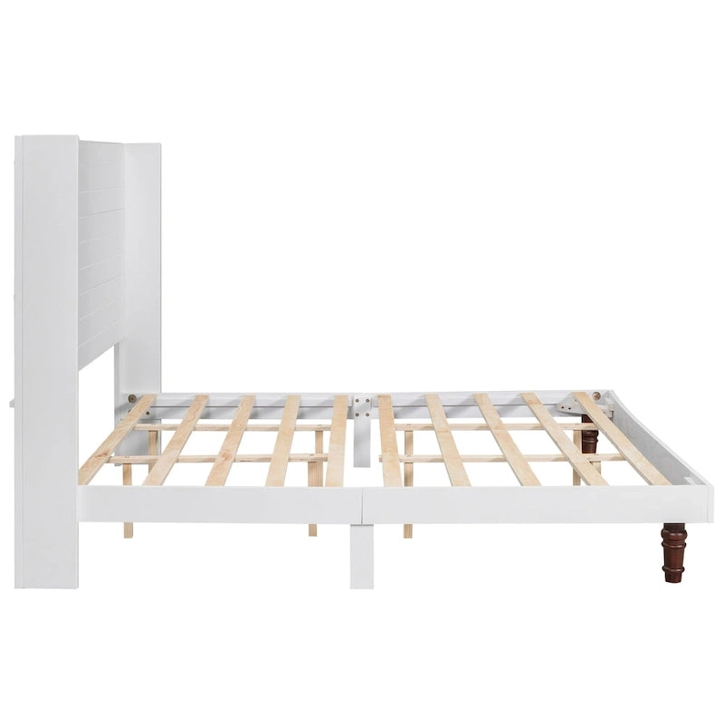 Lit plateforme King Size Lit élégant avec tête de lit haute Design confortable à dossier haut