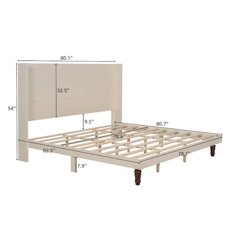 Lit plateforme King Size Lit élégant avec tête de lit haute Design confortable à dossier haut
