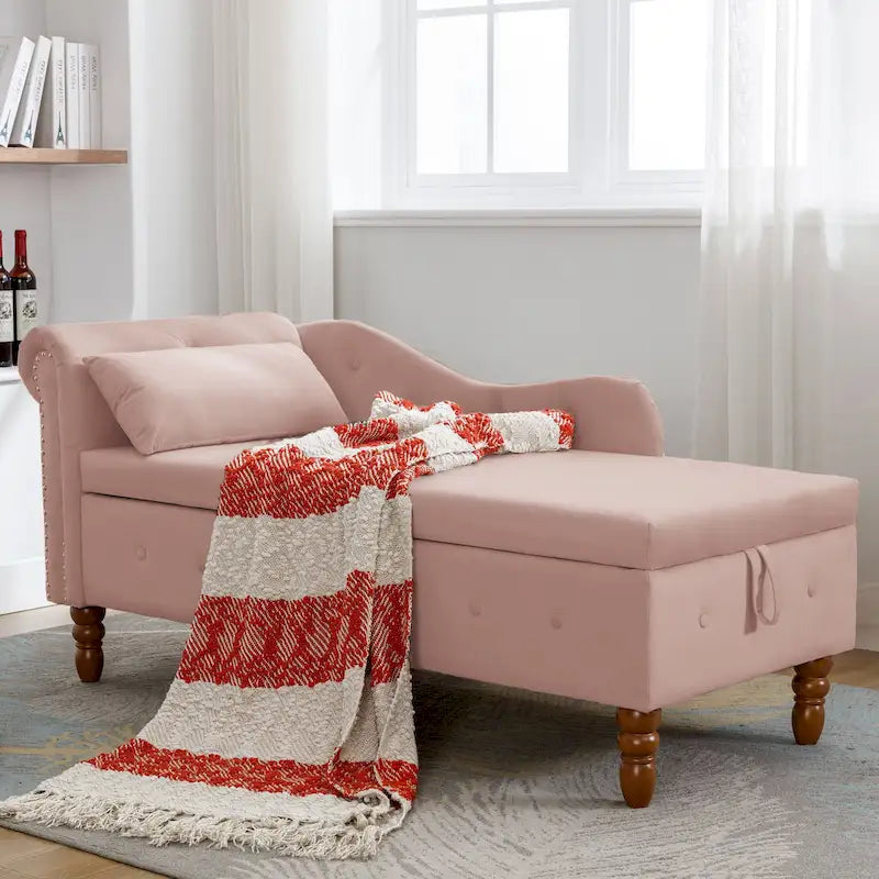 Chaise longue capitonnée en velours rose 58,26