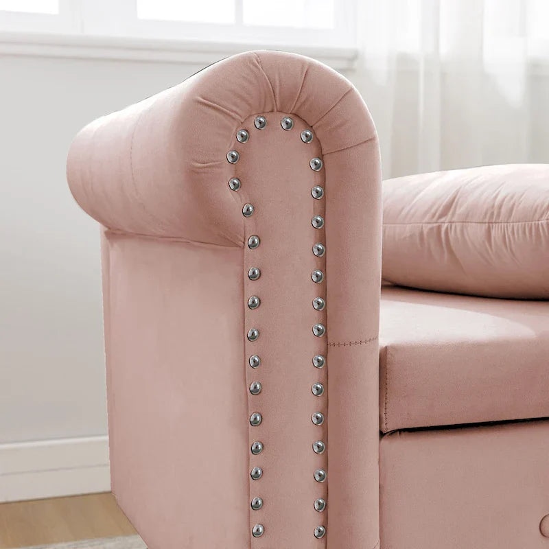 Chaise longue capitonnée en velours rose 58,26