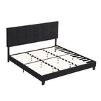 Lit capitonné King Size avec tête de lit en tissu de lin