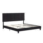 Lit capitonné King Size avec tête de lit en tissu de lin