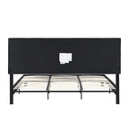 Lit capitonné King Size avec tête de lit en tissu de lin