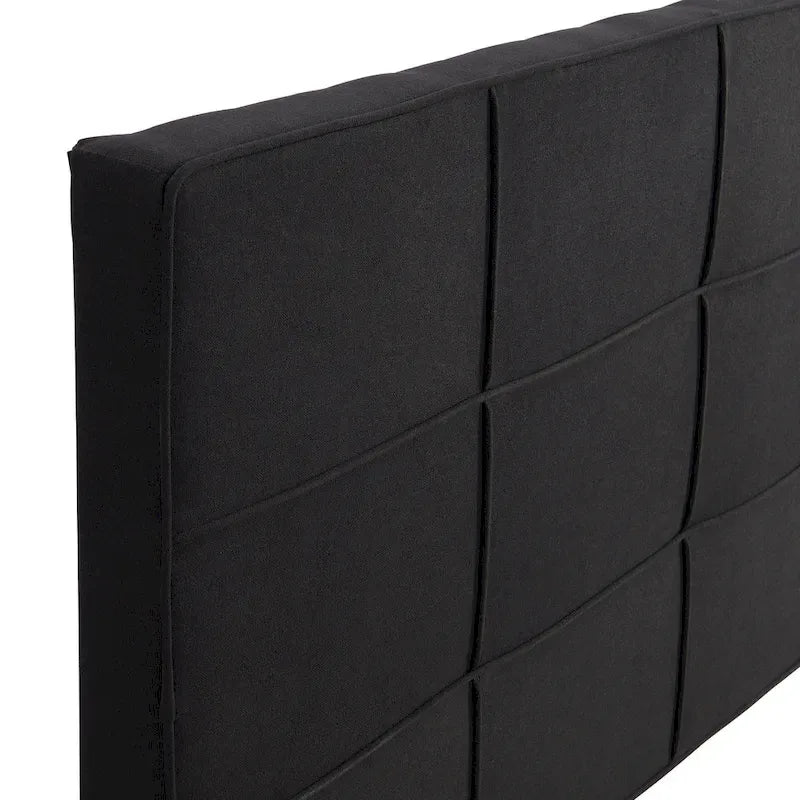 Lit capitonné King Size avec tête de lit en tissu de lin