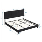 Lit capitonné King Size avec tête de lit en tissu de lin