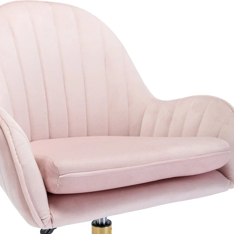 Joli Fauteuil de Bureau avec Accoudoirs et Piétement en Métal Doré, Hauteur Réglable