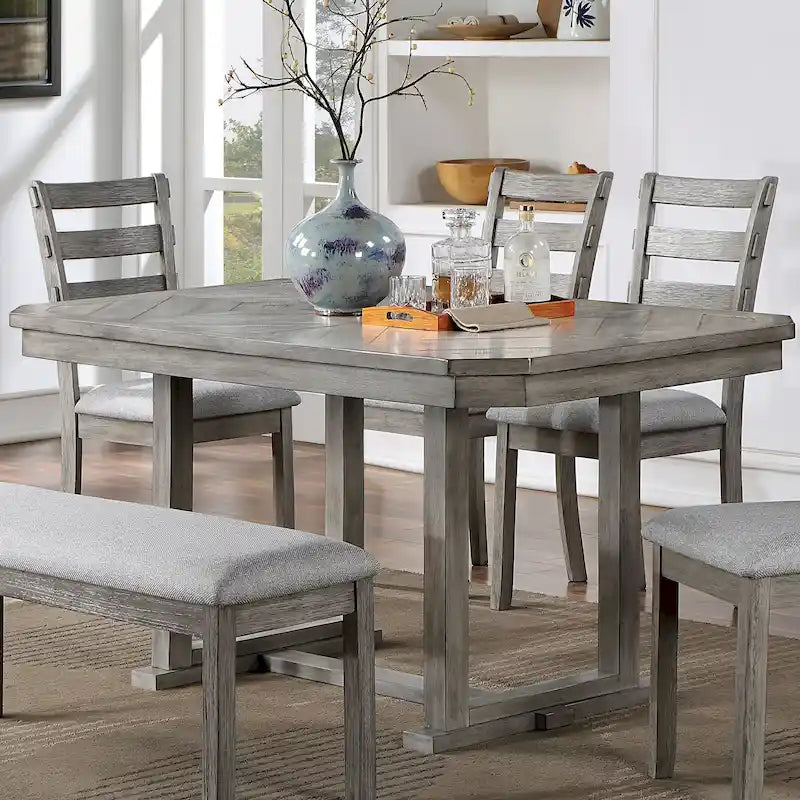 Table de salle à manger Bura Grey Diamond avec plateau en bois de 60 pouces