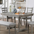 Table de salle à manger Bura Grey Diamond avec plateau en bois de 60 pouces