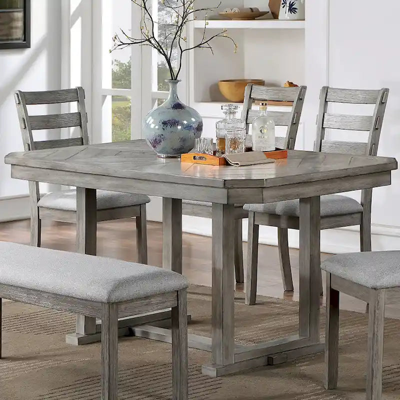 Table de salle à manger Bura Grey Diamond avec plateau en bois de 60 pouces