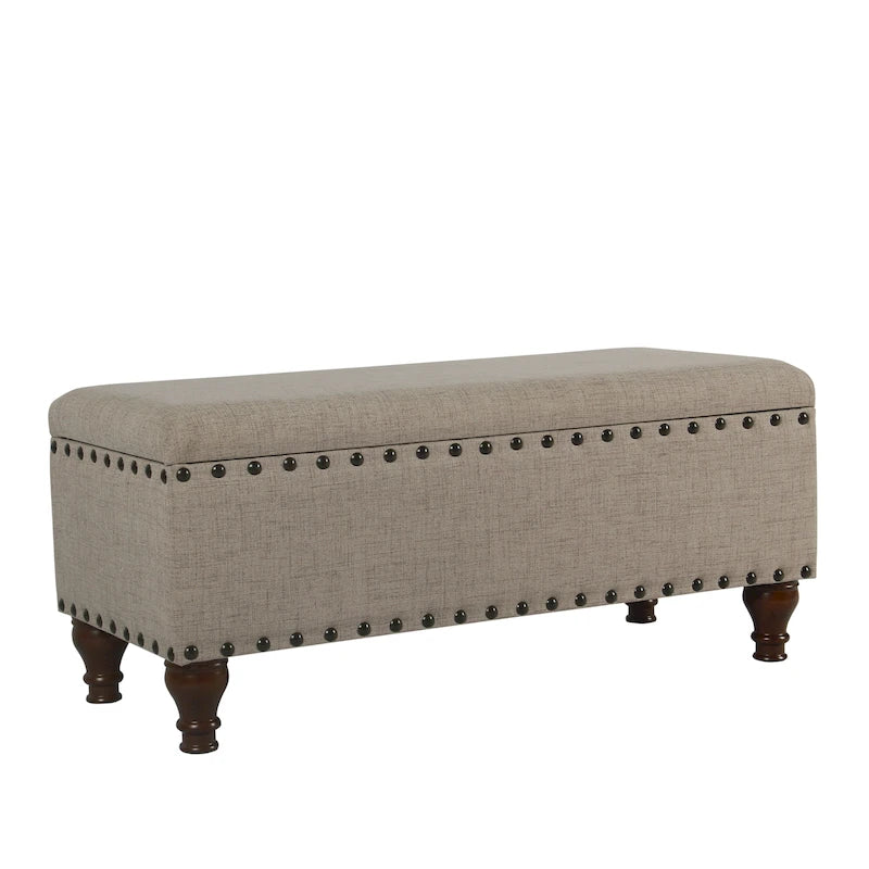 Banc de rangement en lin touffeté Raush