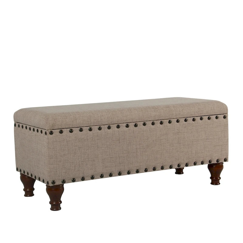 Banc de rangement en lin touffeté Raush