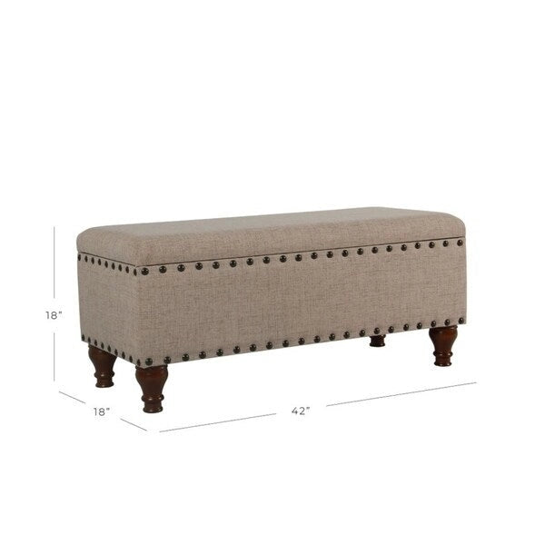 Banc de rangement en lin touffeté Raush
