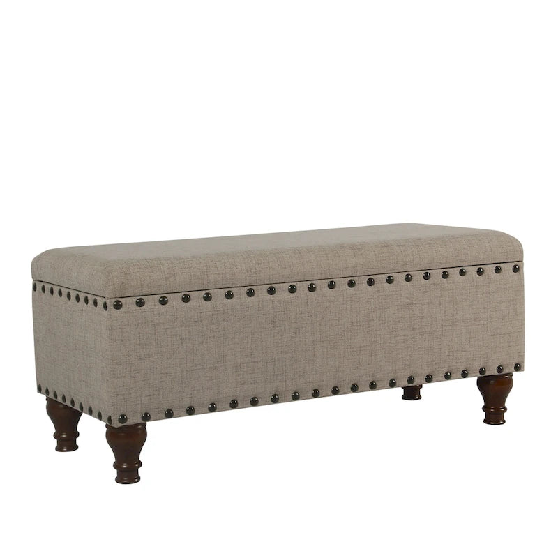 Banc de rangement en lin touffeté Raush