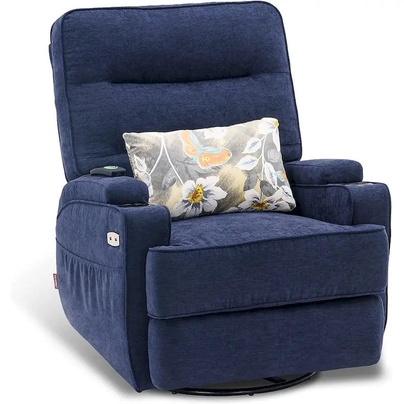Fauteuil inclinable électrique pivotant et coulissant avec fonctions chauffante et massante, Tissu 7752