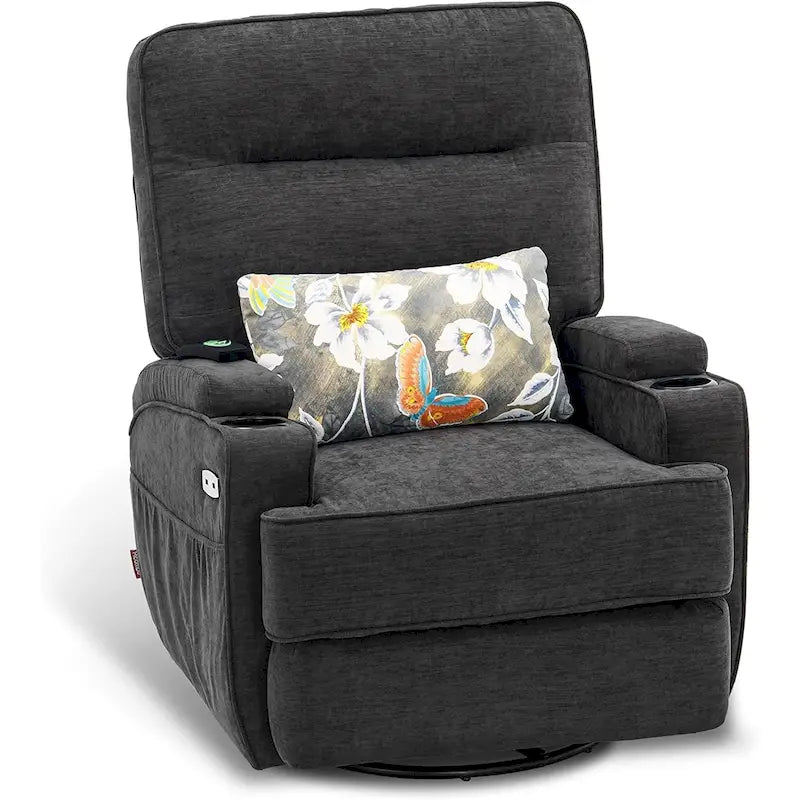 Fauteuil inclinable électrique pivotant et coulissant avec fonctions chauffante et massante, Tissu 7752