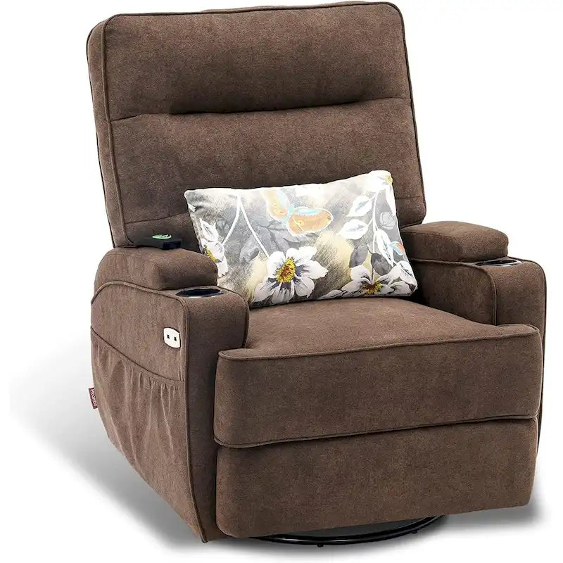 Fauteuil inclinable électrique pivotant et coulissant avec fonctions chauffante et massante, Tissu 7752