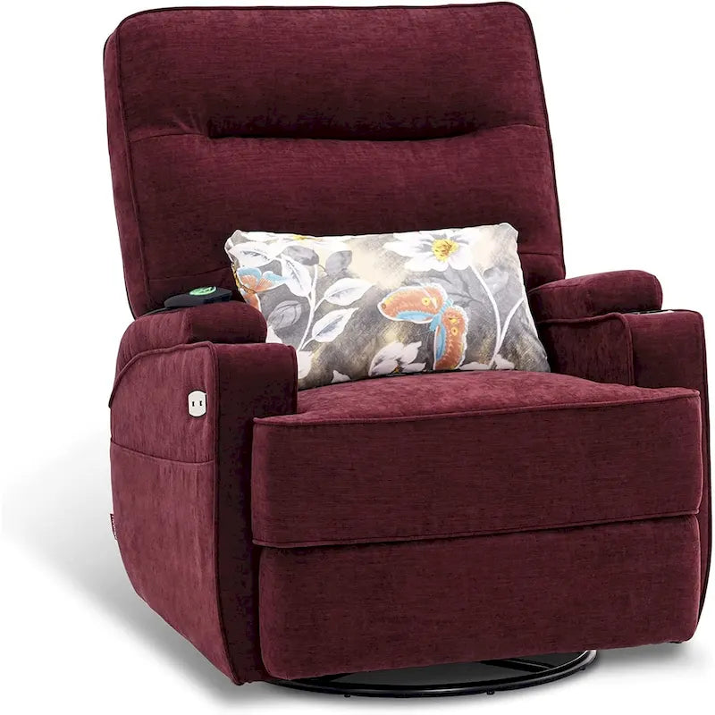 Fauteuil inclinable électrique pivotant et coulissant avec fonctions chauffante et massante, Tissu 7752