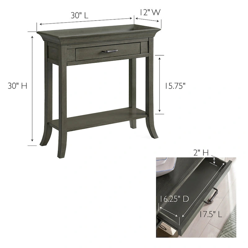 Console de couloir traditionnelle avec rebord