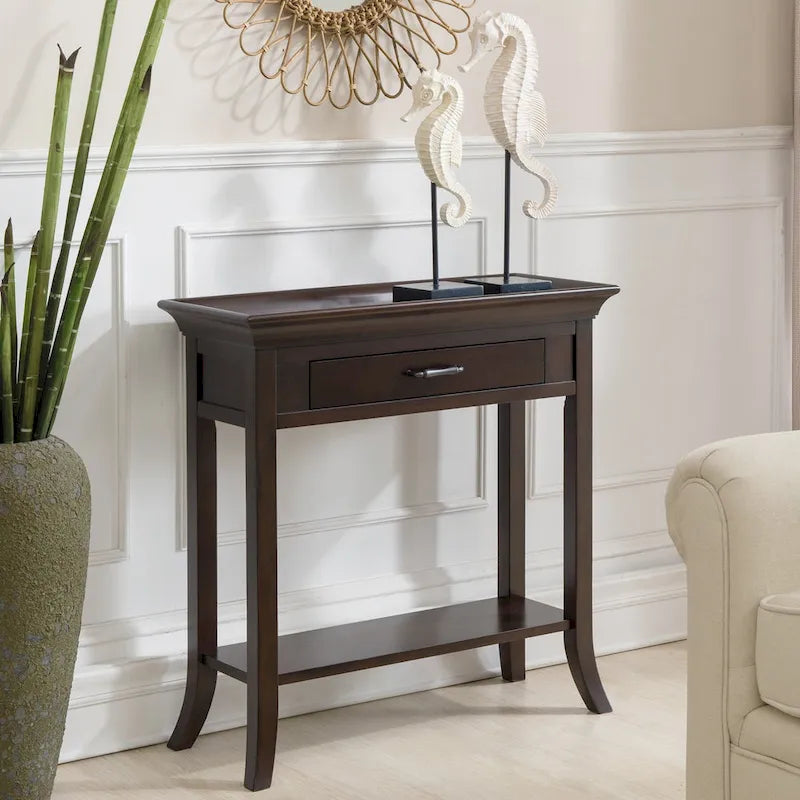 Console de couloir traditionnelle avec rebord