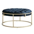 Pouf rond touffeté en velours finition doré Perdita