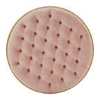 Pouf rond touffeté en velours finition doré Perdita