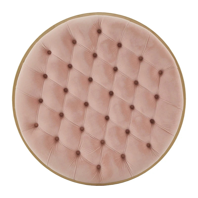 Pouf rond touffeté en velours finition doré Perdita