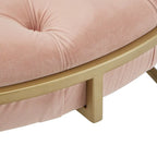 Pouf rond touffeté en velours finition doré Perdita