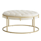 Pouf rond touffeté en velours finition doré Perdita