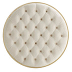 Pouf rond touffeté en velours finition doré Perdita