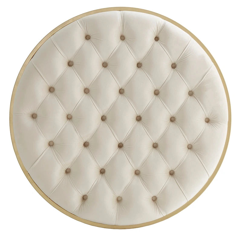 Pouf rond touffeté en velours finition doré Perdita