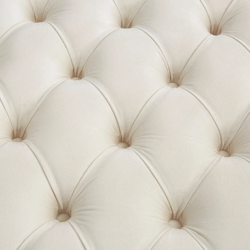 Pouf rond touffeté en velours finition doré Perdita