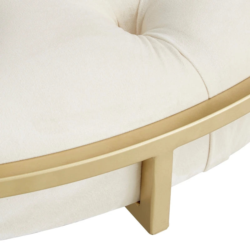 Pouf rond touffeté en velours finition doré Perdita
