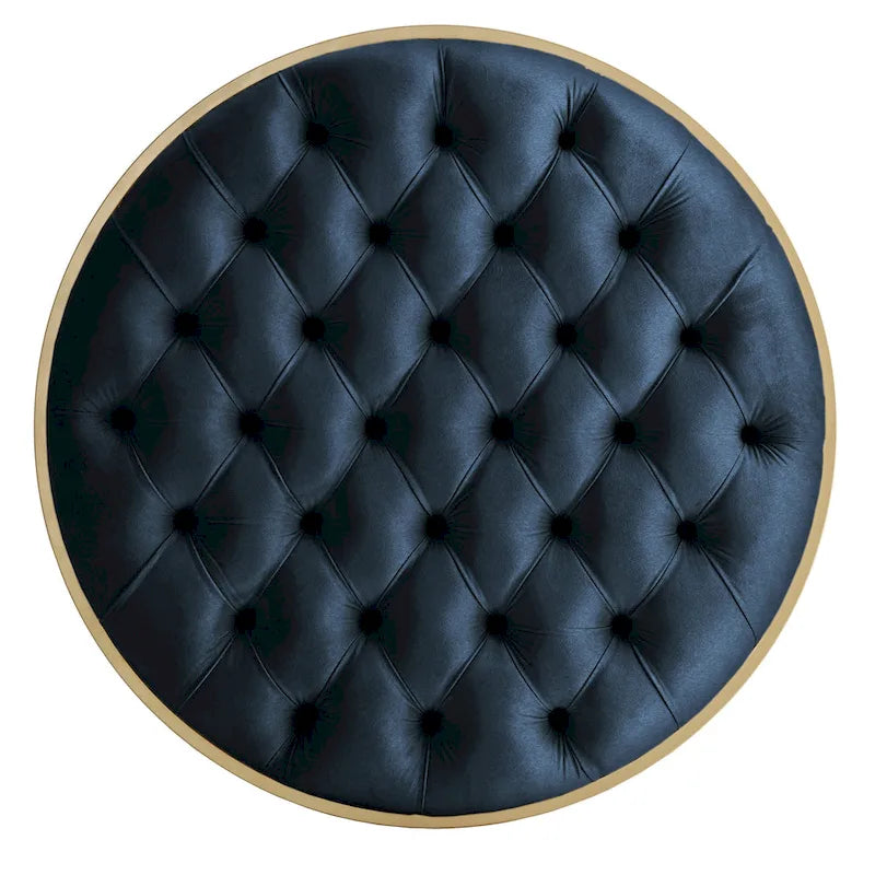 Pouf rond touffeté en velours finition doré Perdita