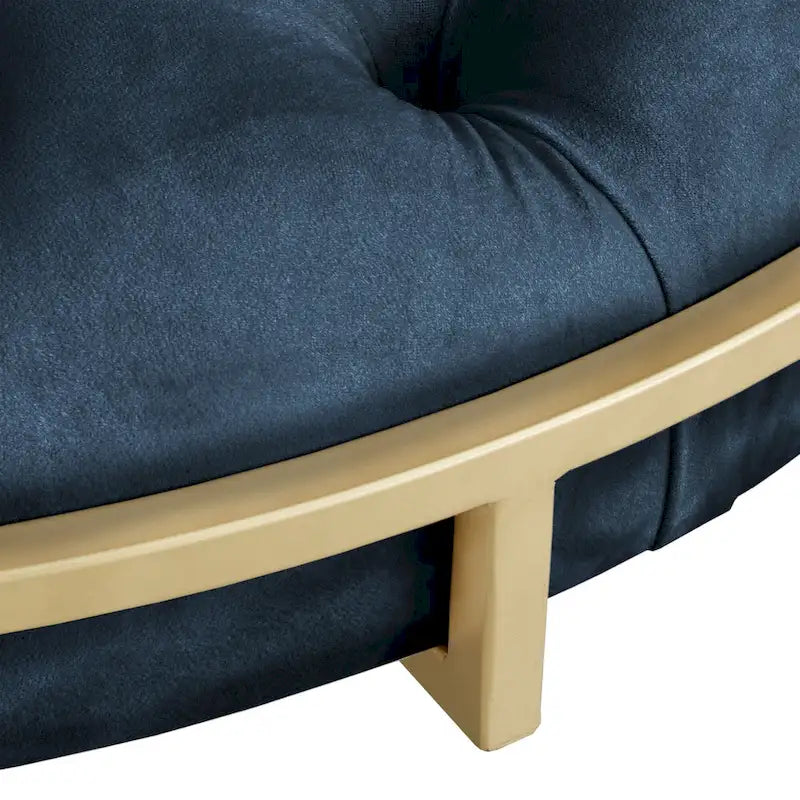 Pouf rond touffeté en velours finition doré Perdita