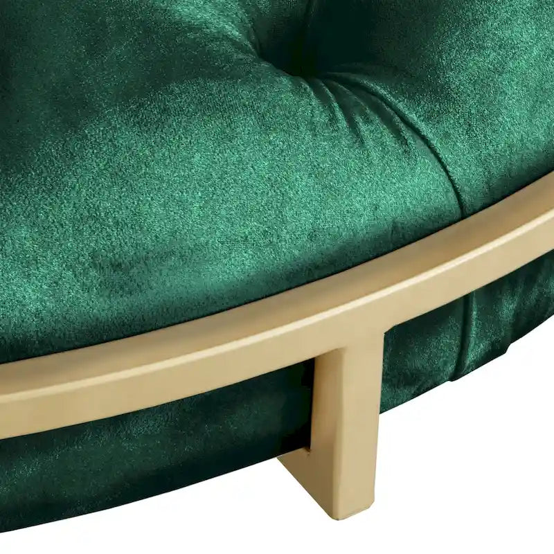 Pouf rond touffeté en velours finition doré Perdita