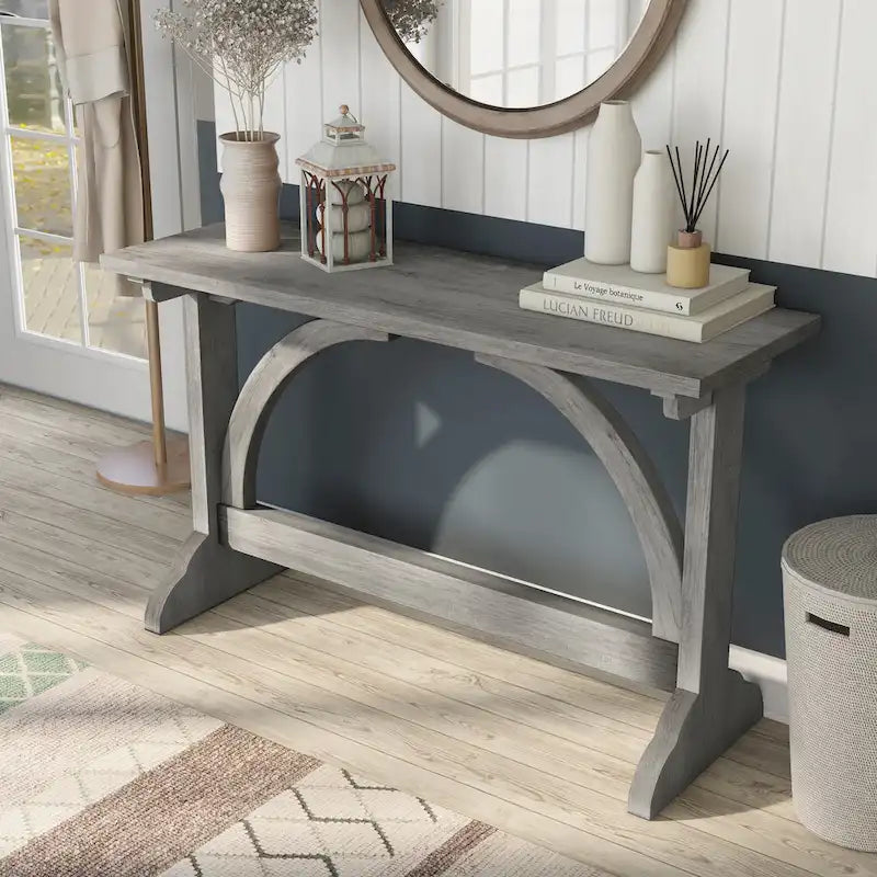 Console de salon Catrina en chêne rustique, 119 cm