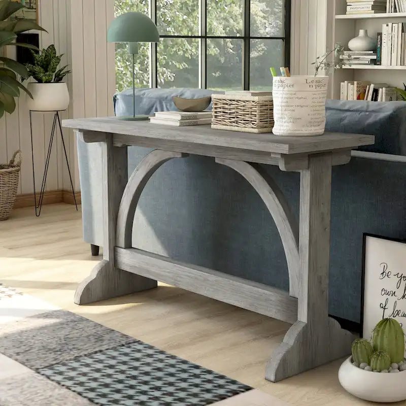 Console de salon Catrina en chêne rustique, 119 cm