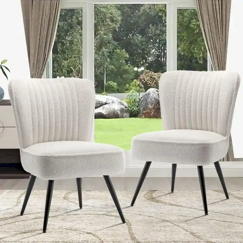 Fauteuils d'appoint sans accoudoirs (lot de 2), Fauteuils d'appoint modernes pour salon et chambre