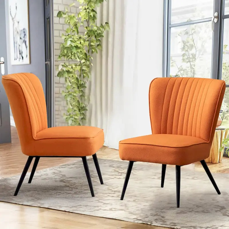Fauteuils d'appoint sans accoudoirs (lot de 2), Fauteuils d'appoint modernes pour salon et chambre