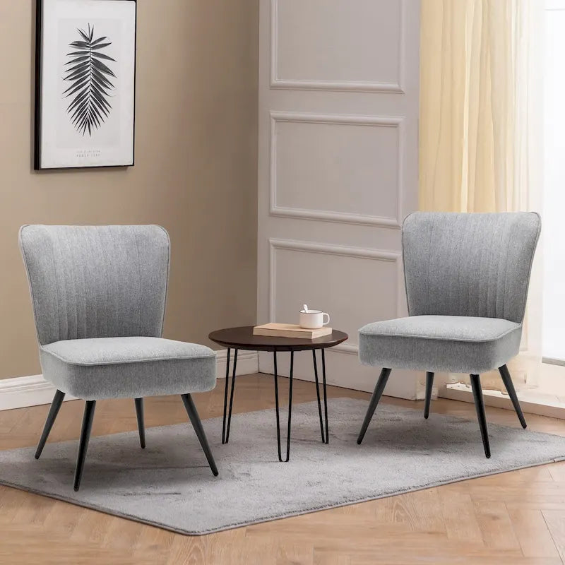 Fauteuils d'appoint sans accoudoirs (lot de 2), Fauteuils d'appoint modernes pour salon et chambre