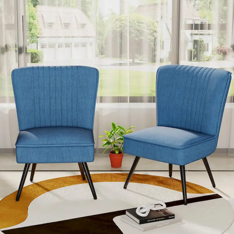 Fauteuils d'appoint sans accoudoirs (lot de 2), Fauteuils d'appoint modernes pour salon et chambre