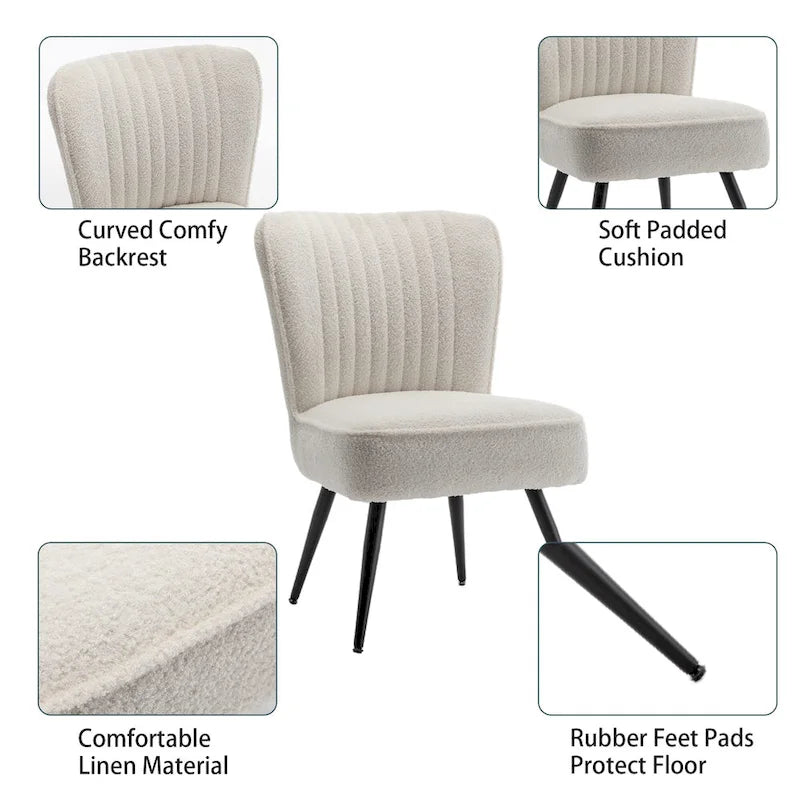 Fauteuils d'appoint sans accoudoirs (lot de 2), Fauteuils d'appoint modernes pour salon et chambre