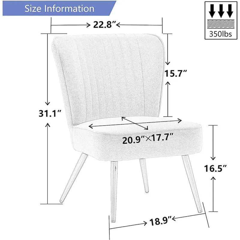 Fauteuils d'appoint sans accoudoirs (lot de 2), Fauteuils d'appoint modernes pour salon et chambre