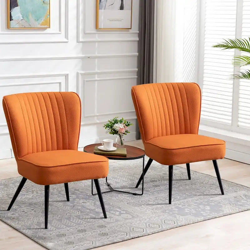 Fauteuils d'appoint sans accoudoirs (lot de 2), Fauteuils d'appoint modernes pour salon et chambre