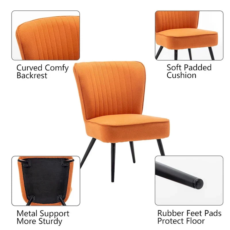 Fauteuils d'appoint sans accoudoirs (lot de 2), Fauteuils d'appoint modernes pour salon et chambre