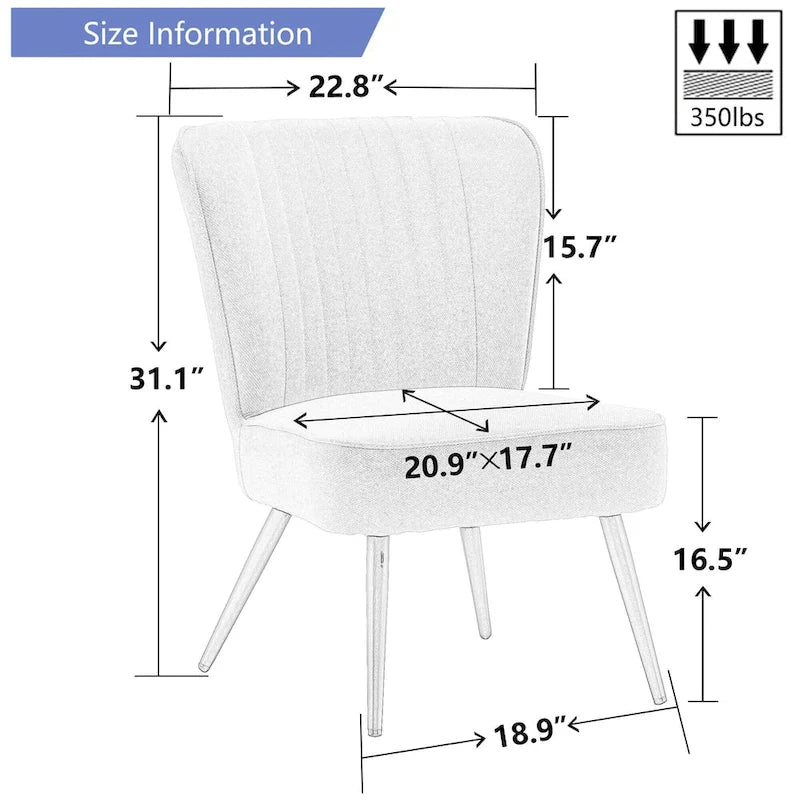 Fauteuils d'appoint sans accoudoirs (lot de 2), Fauteuils d'appoint modernes pour salon et chambre