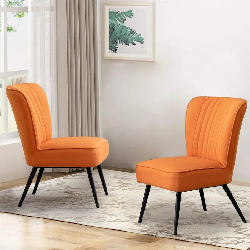 Fauteuils d'appoint sans accoudoirs (lot de 2), Fauteuils d'appoint modernes pour salon et chambre
