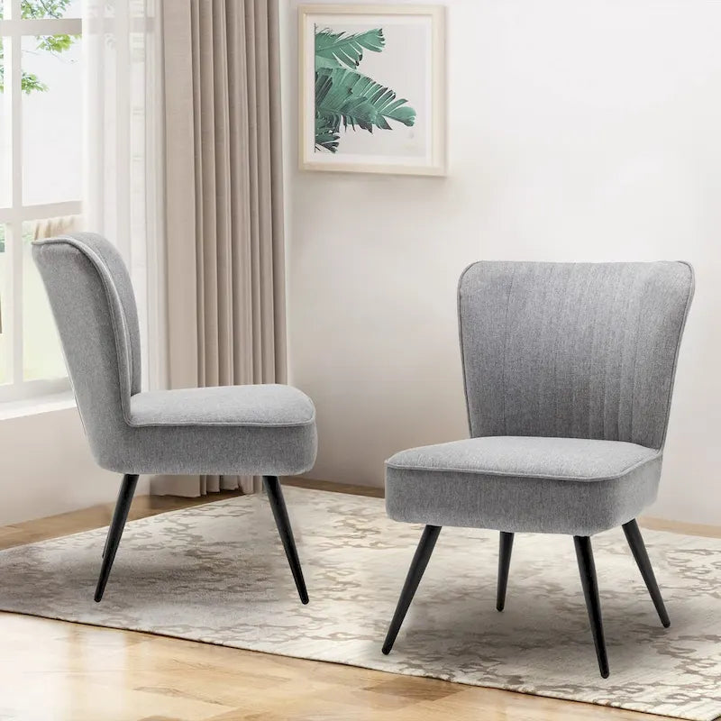 Fauteuils d'appoint sans accoudoirs (lot de 2), Fauteuils d'appoint modernes pour salon et chambre